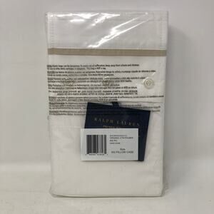 Ralph Lauren Palmer Organic Cotton Percale 2 King Pillowcases Sand Dune New